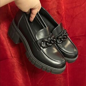 Michael Shannon Black Chunky Emilia Loafers with Chain Detail